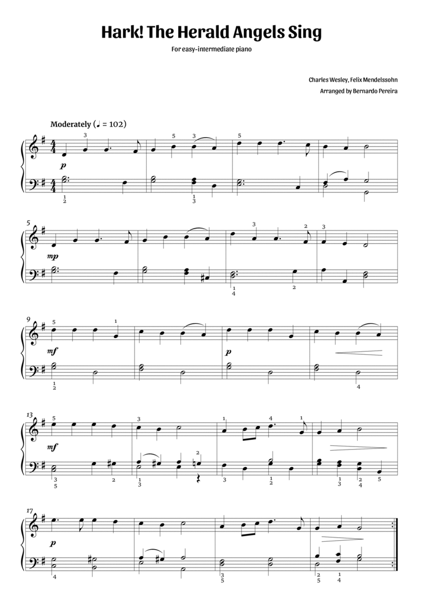 Hark! The Herald Angels Sing (easy-intermediate piano) image number null
