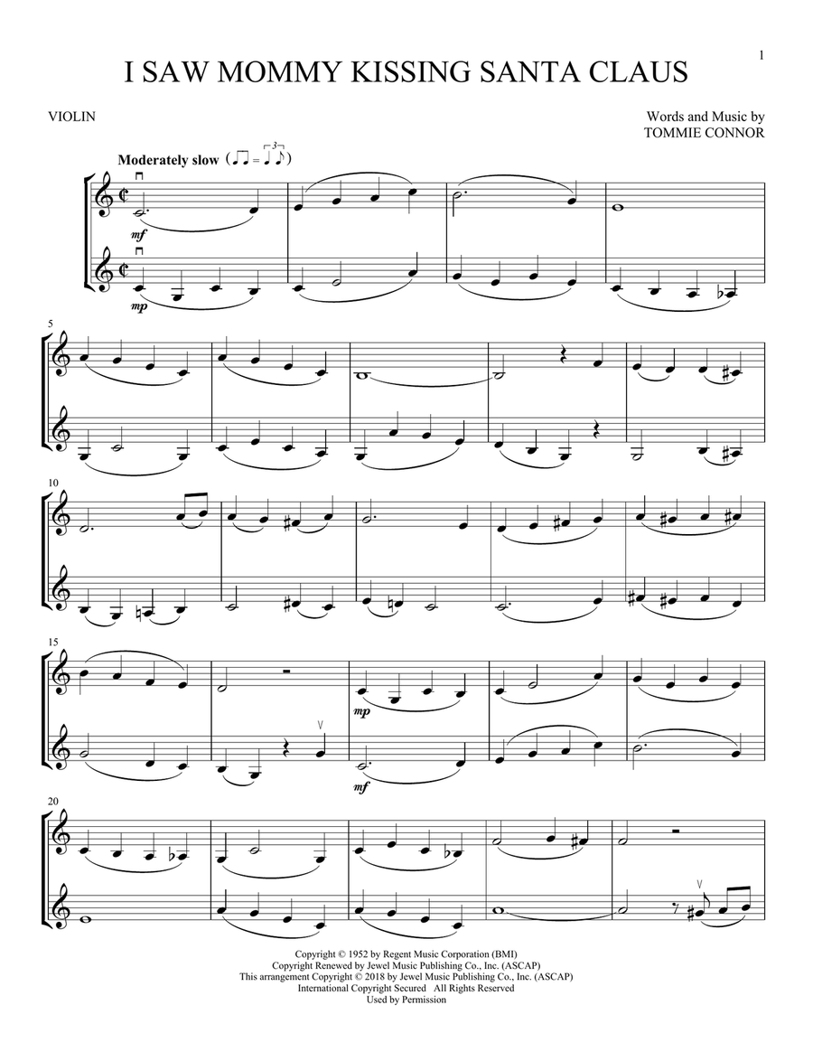 I Saw Mommy Kissing Santa Claus String Duet scores gallery preview page 1