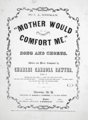 Book cover for Mother Would Comfort Me. Song and Chorus
