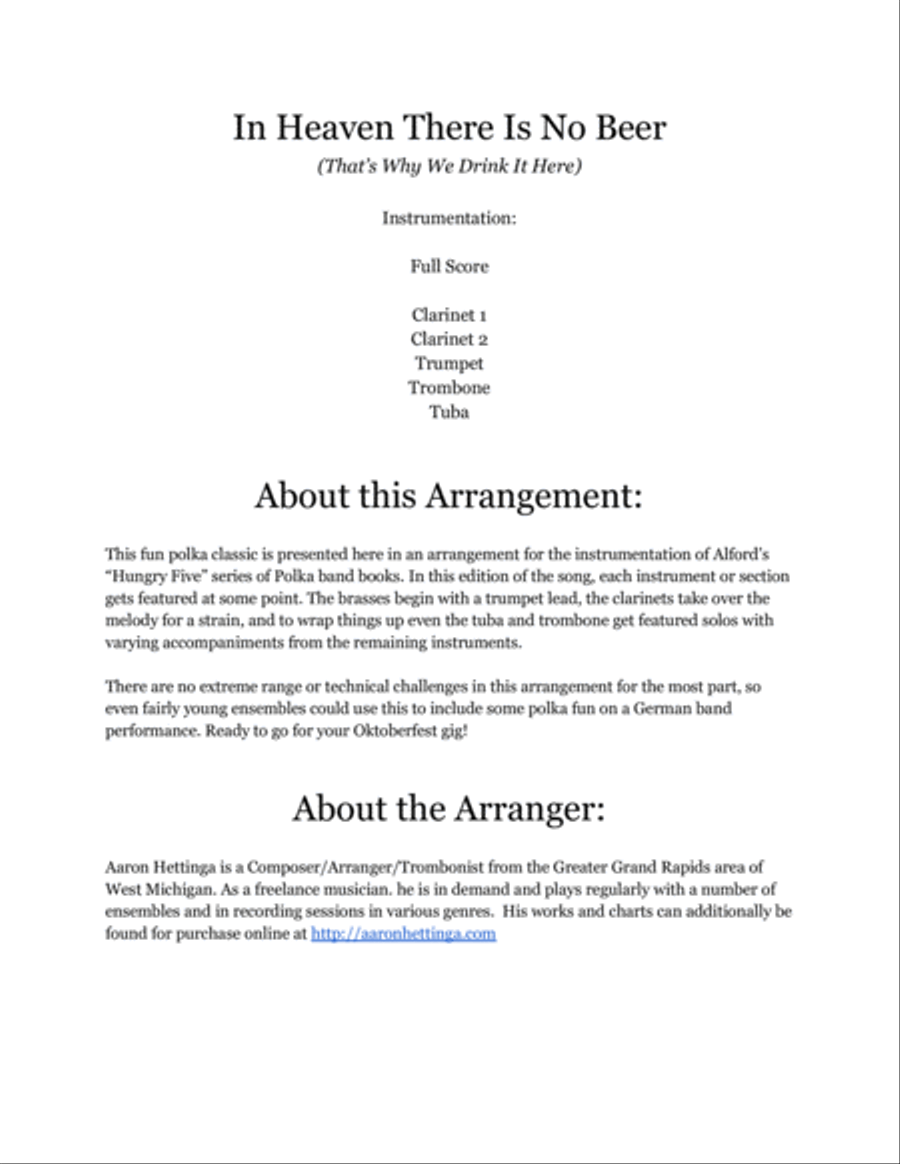 In Heaven There Is No Beer Clarinet scores gallery preview page 2
