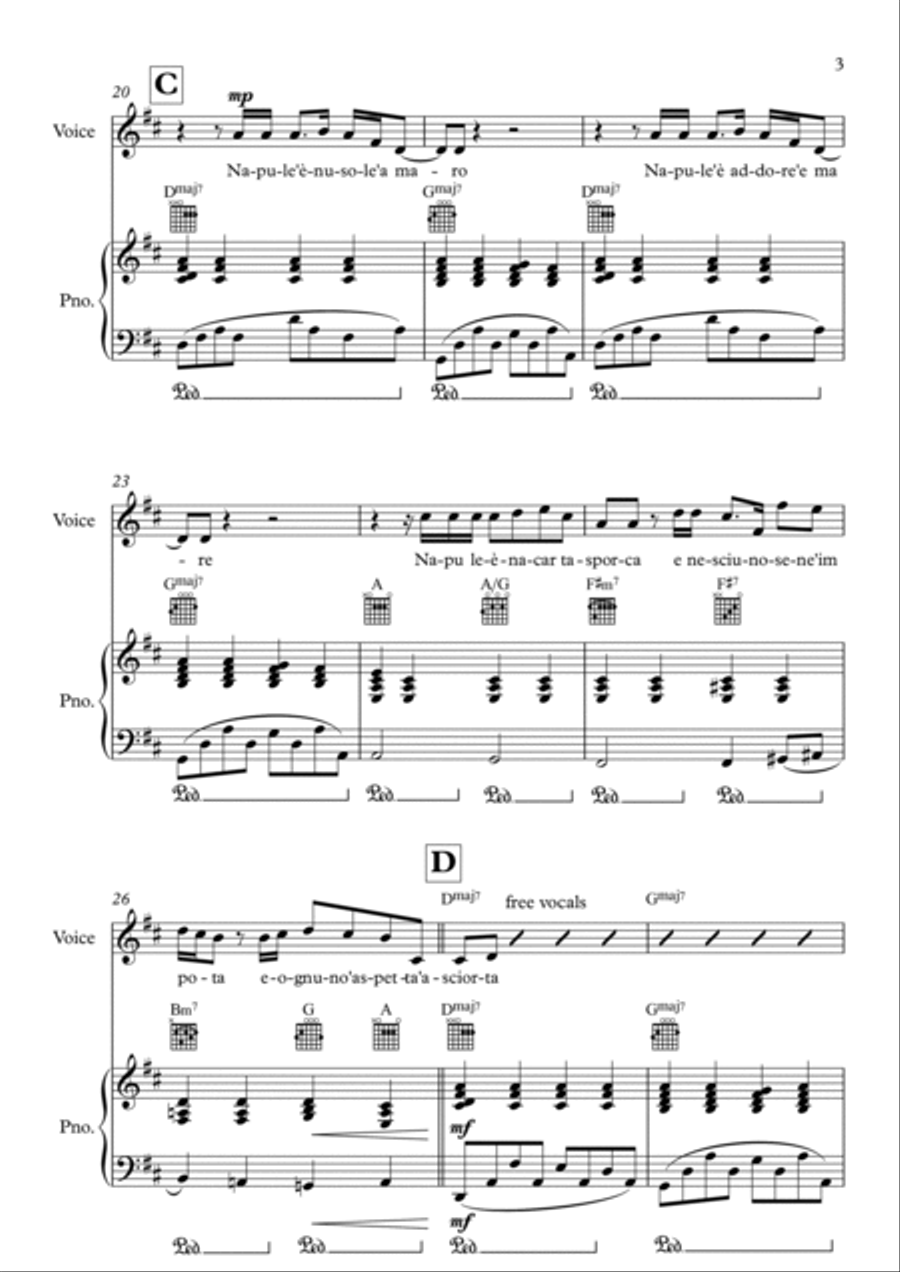 Napule È Piano, Vocal, Guitar scores gallery preview page 3