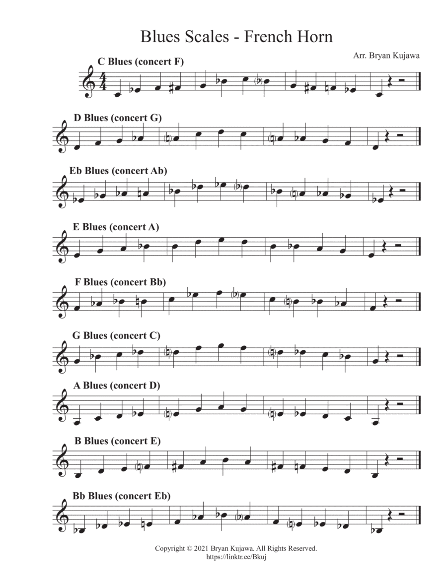 Blues Scales - French Horn Horn Solo scores gallery preview page 1