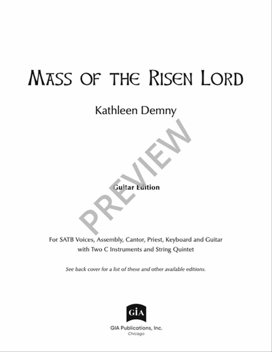 Mass of the Risen Lord - Guitar edition Guitar scores gallery preview page 2