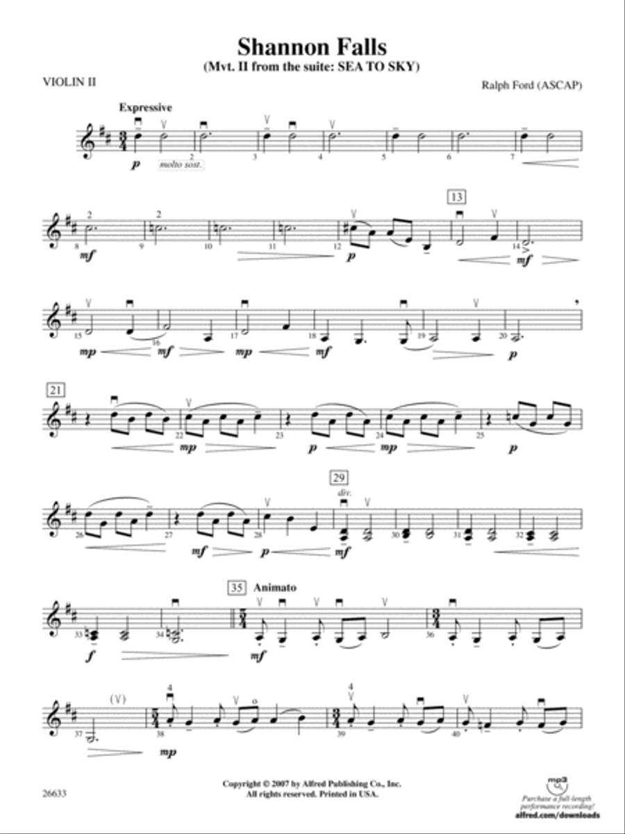 Shannon Falls: 2nd Violin Full Orchestra scores gallery preview page 1