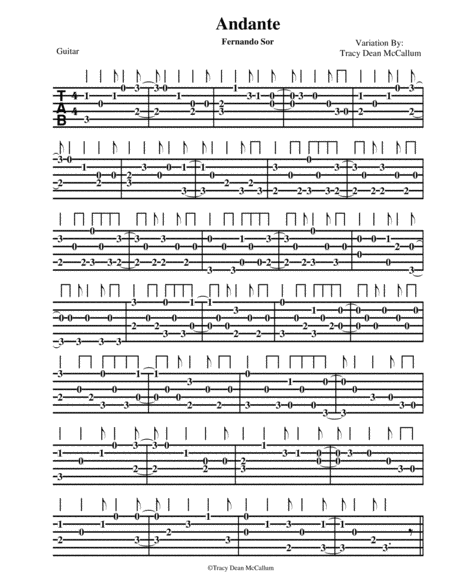 Andante Variation Fernando Sor Guitar Tablature image number null