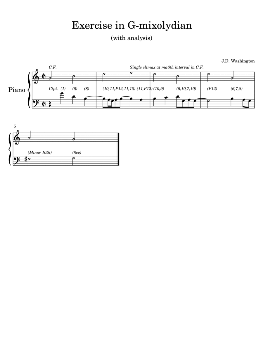 Excercise in G-mixolydian Easy Piano scores gallery preview page 1