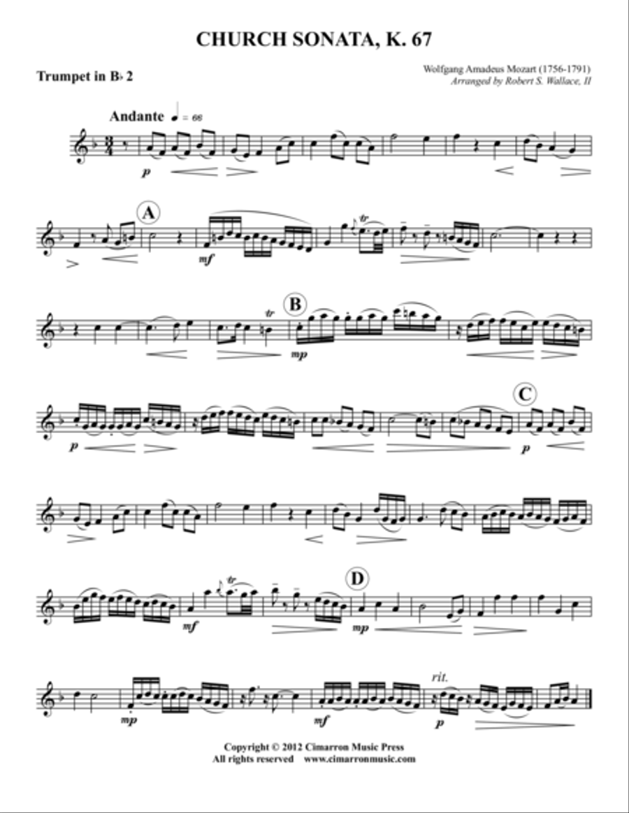 Church Sonata, K. 67 Brass Quintet scores gallery preview page 4