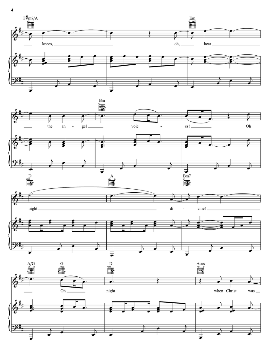 O Holy Night Piano, Vocal, Guitar scores gallery preview page 4