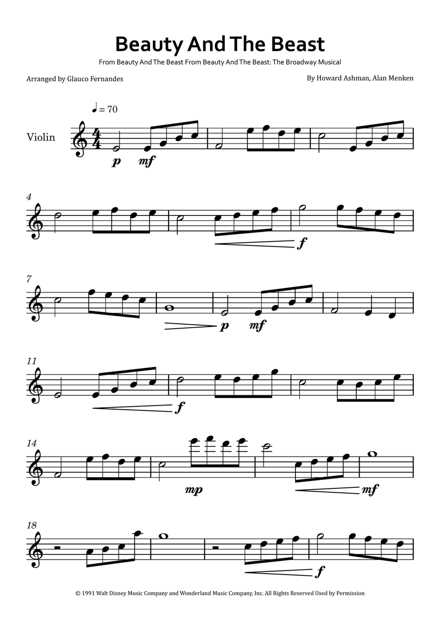 Beauty And The Beast Chamber Music scores gallery preview page 1