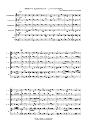 Beethoven Symphony No.7 (slow movement) for Recorder Quartet