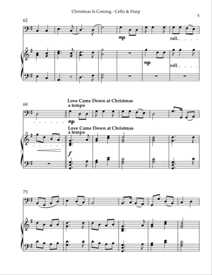 Christmas is Coming, Duet for Cello & Harp