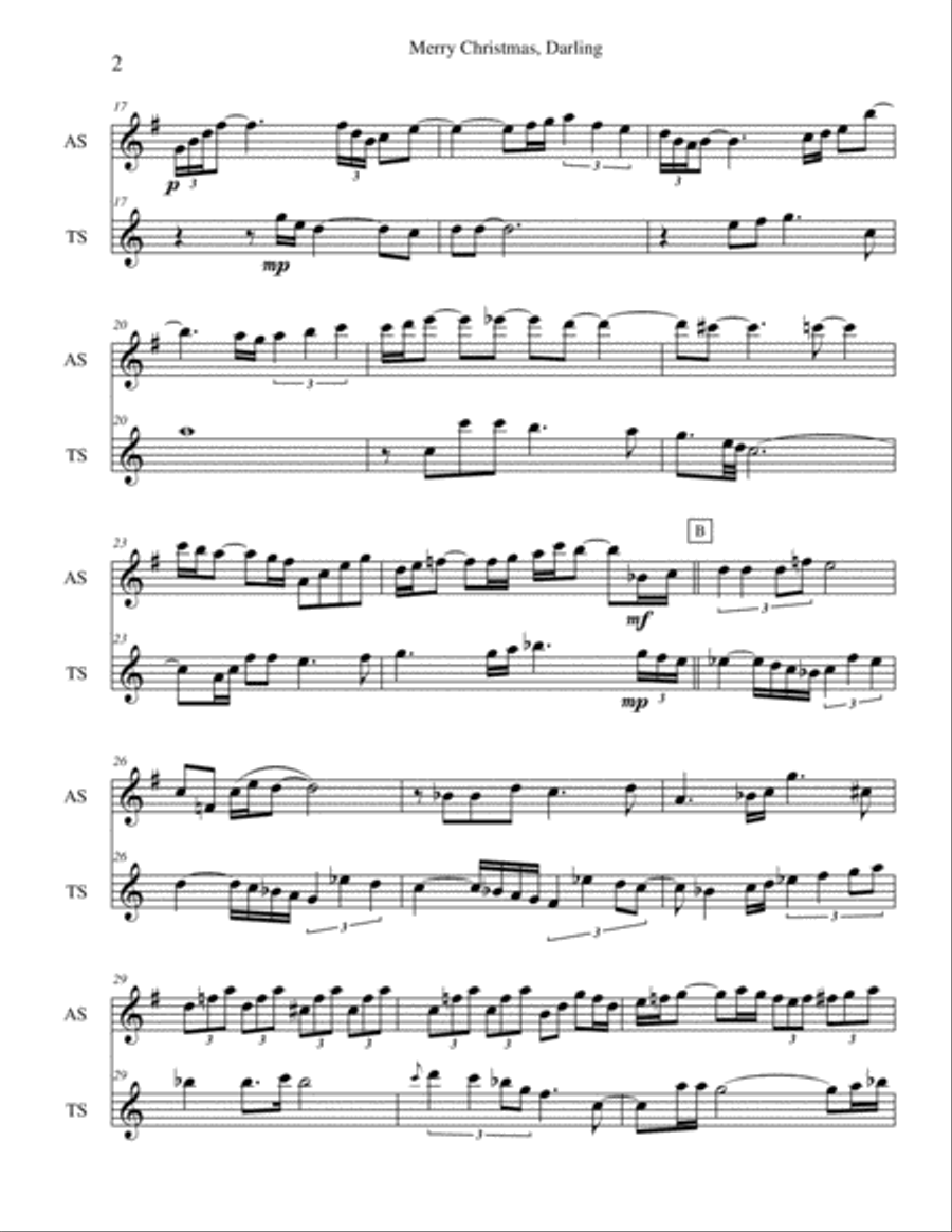 Merry Christmas, Darling Merry Christmas, Darling Woodwind Duet scores gallery preview page 2