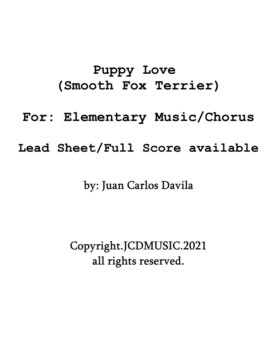 Puppy Love (Smooth Fox Terrier) Unison Choir scores gallery preview page 1