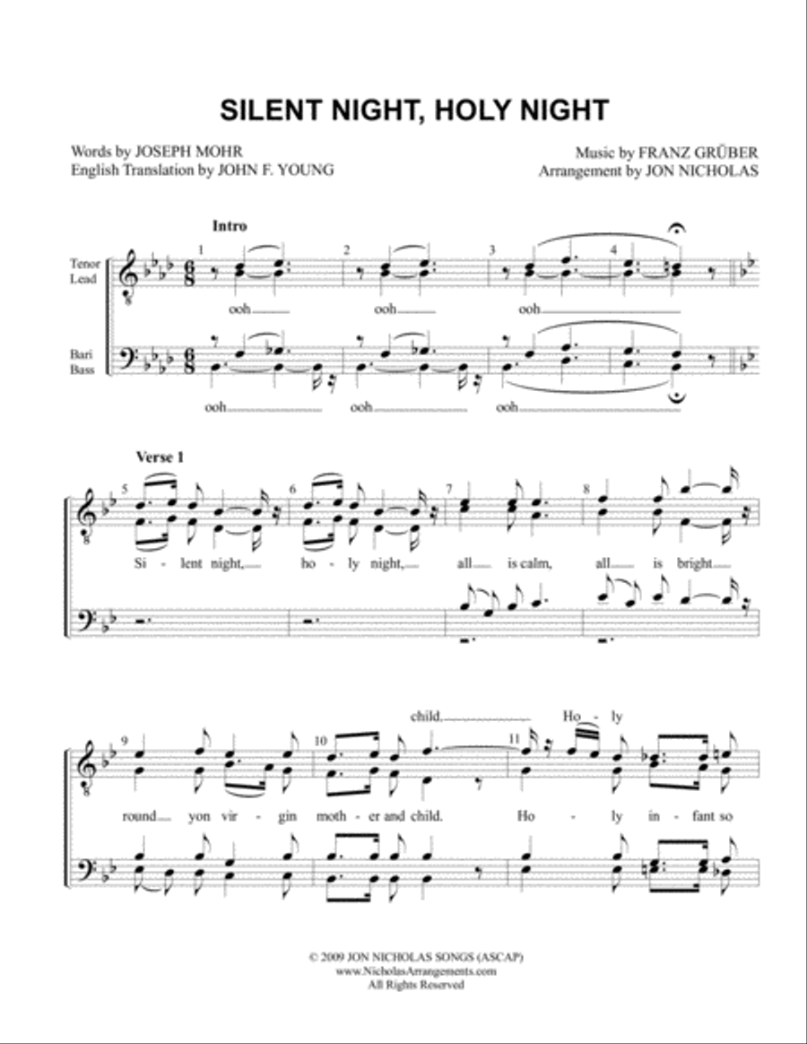 Silent Night, Holy Night TTBB scores gallery preview page 1