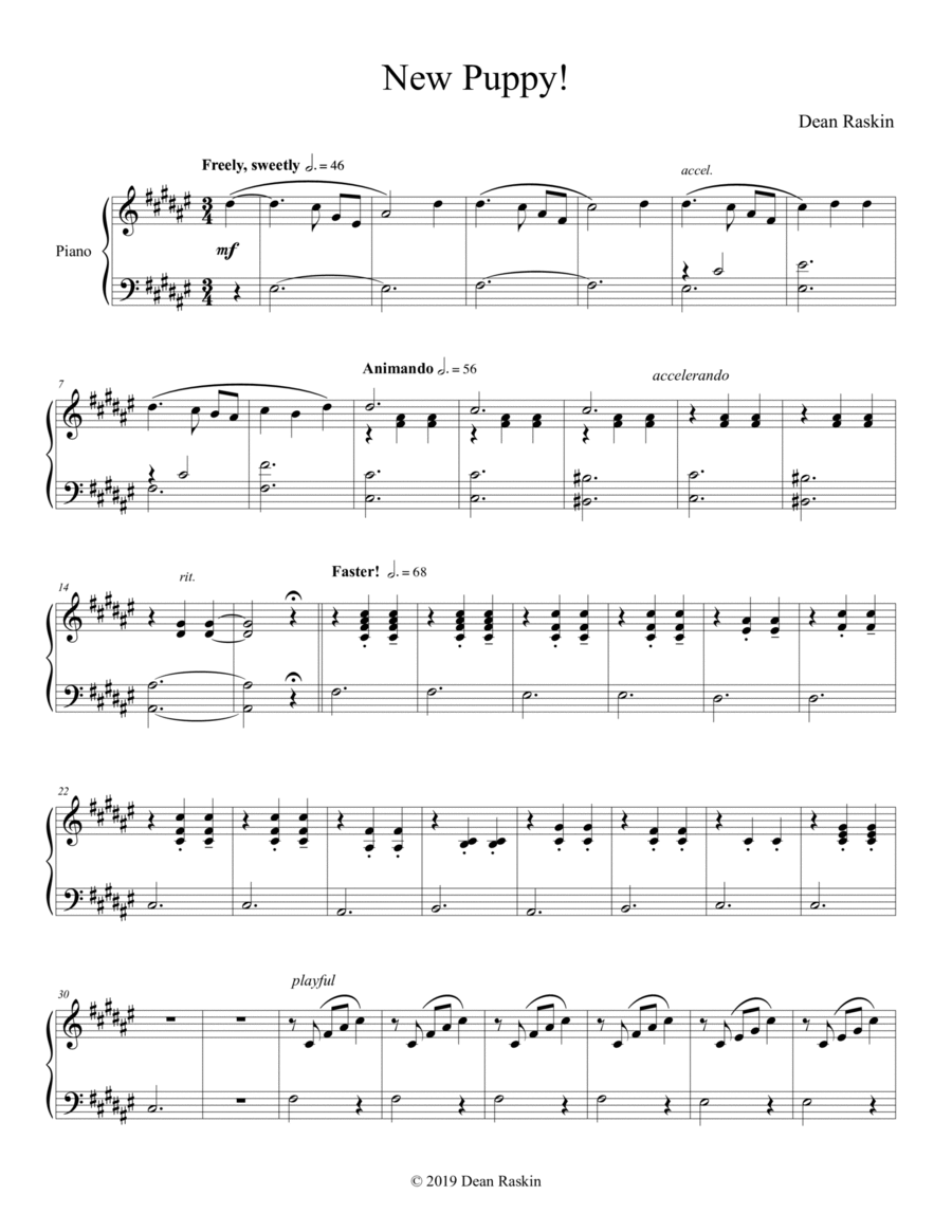 New Puppy! Piano Solo scores gallery preview page 1