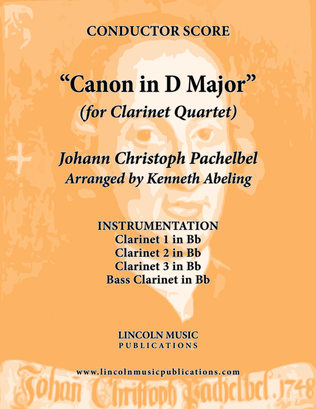 Book cover for Pachelbel - Canon in D Major (for Clarinet Quartet)