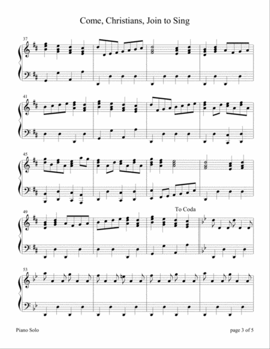 The Four Seasons Hymn Medleys: Come, Christians, Join to Sing Piano Solo scores gallery preview page 3
