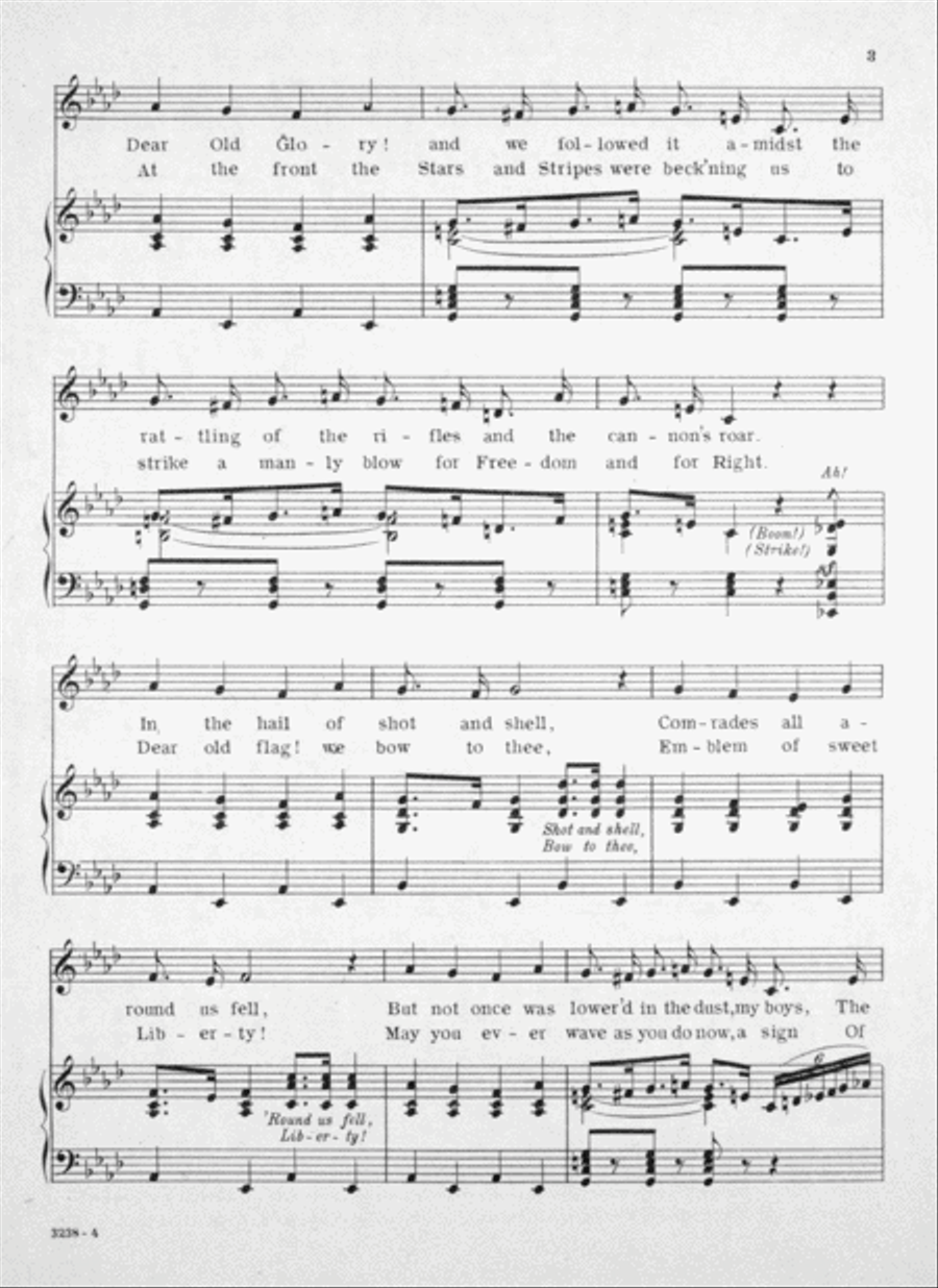 The Old Flag Never Touched the Ground. Patriotic March Song Voice scores gallery preview page 3