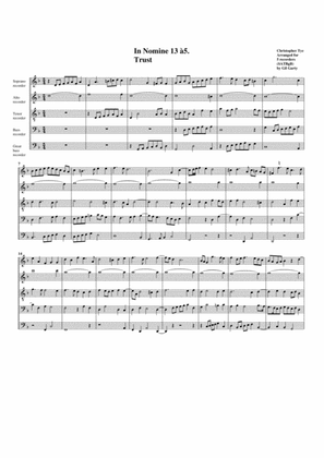 Book cover for In Nomine no.13 a5 (arrangement for 5 recorders) (arrangement for 5 recorders)