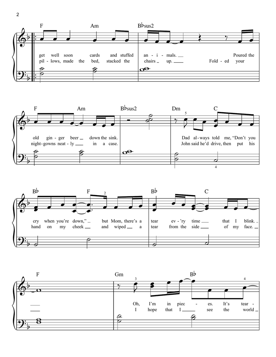 Supermarket Flowers Easy Piano scores gallery preview page 2