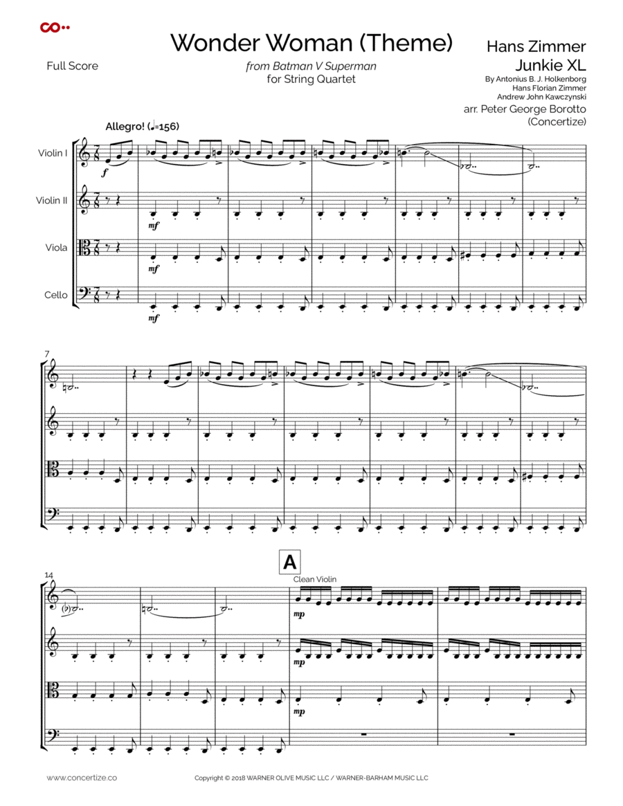 Batman V Superman - End Credits Pt 3 String Quartet scores gallery preview page 1