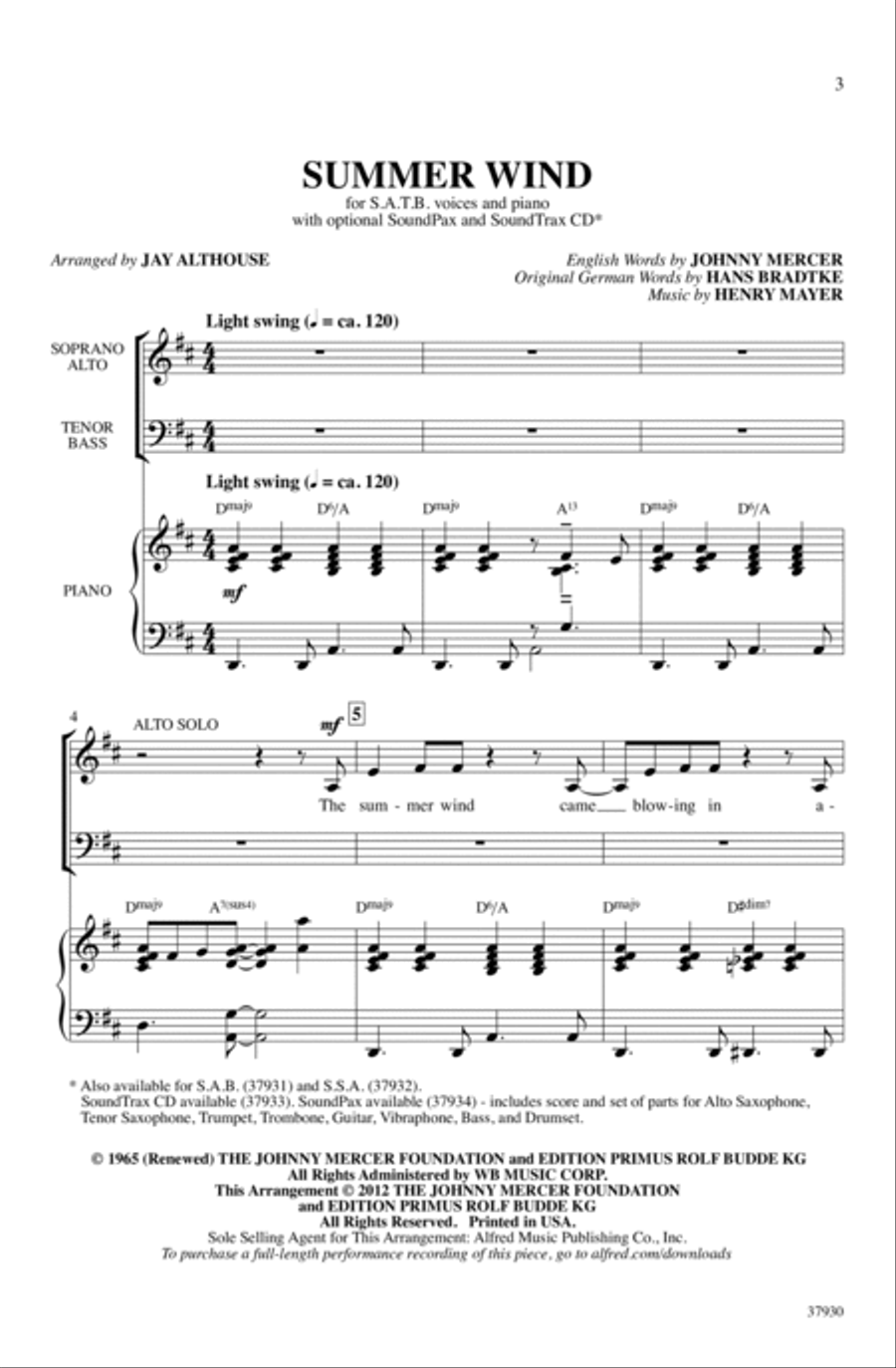 Summer Wind - SoundTrax CD (CD only) Choir scores gallery preview page 2