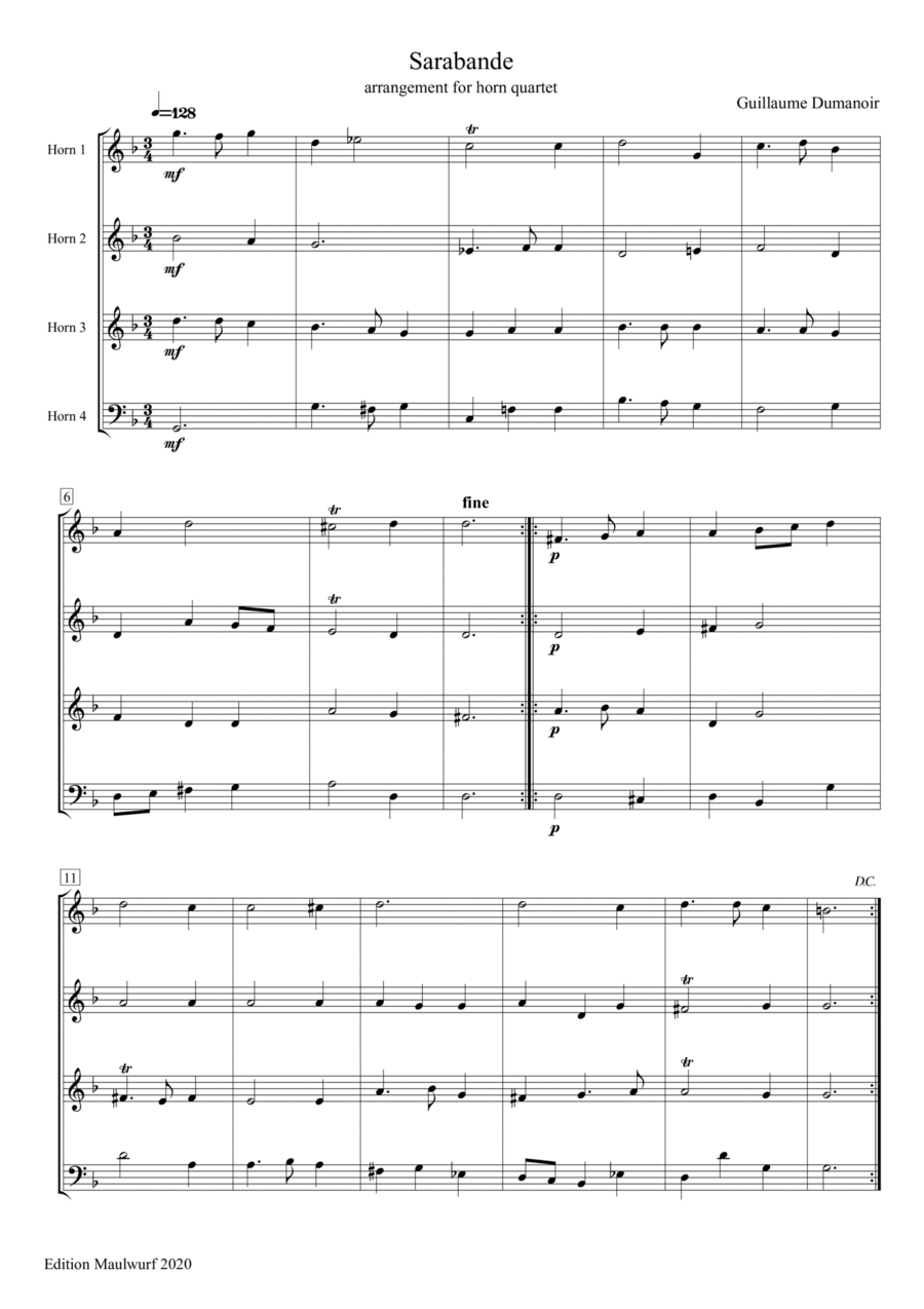 Sarabande Brass Quartet scores gallery preview page 1