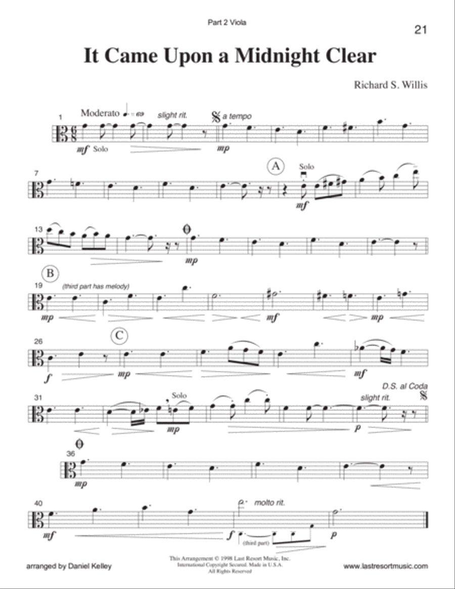 It Came a Midnight Clear for String Trio (or Wind Trio or Mixed Trio) Large Ensemble scores gallery preview page 6