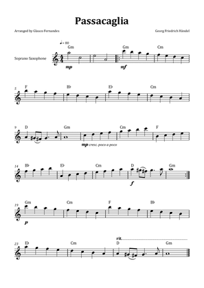 Passacaglia by Handel/Halvorsen - Soprano Saxophone Solo with Chord Notation