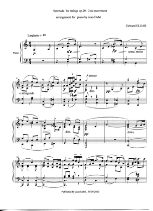 Elgar,E. : Larghetto from Serenade ( piano solo)