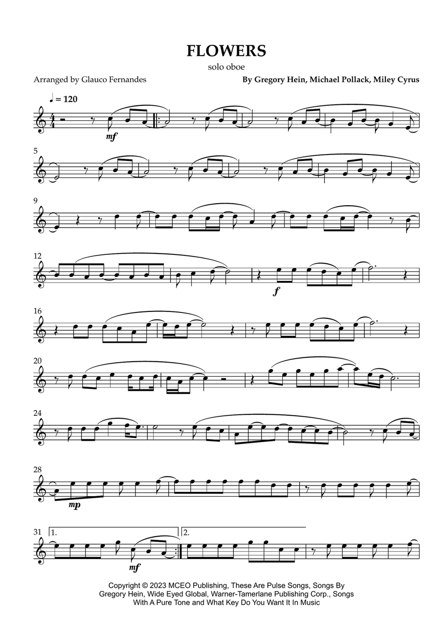 Flowers Oboe Solo scores gallery preview page 1