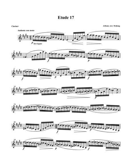 Clarinet Etude #17, Arr. Marten King