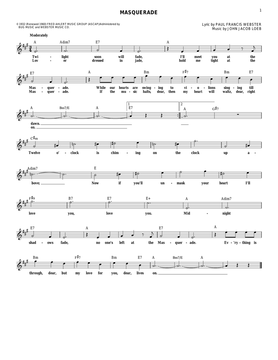 Masquerade Masquerade Guitar scores gallery preview page 1