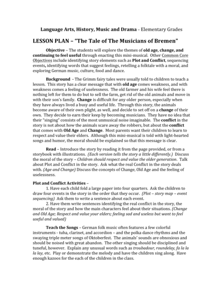 Musicians of Bremen - Lesson Plans image number null