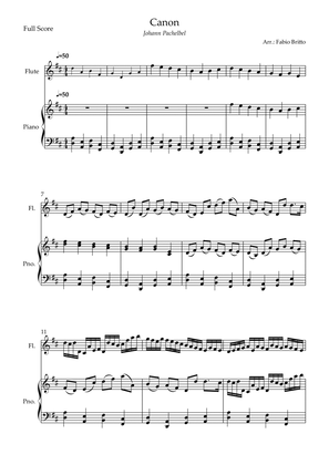 Canon - Johann Pachelbel (Wedding/Reduced Version) for Flute Solo and Piano Accompaniment