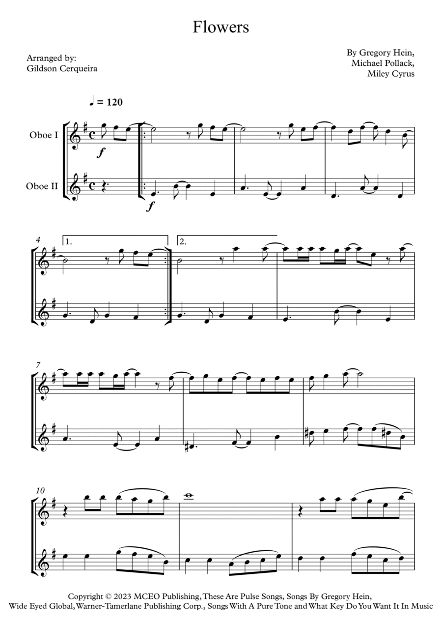 Flowers Woodwind Duet scores gallery preview page 1
