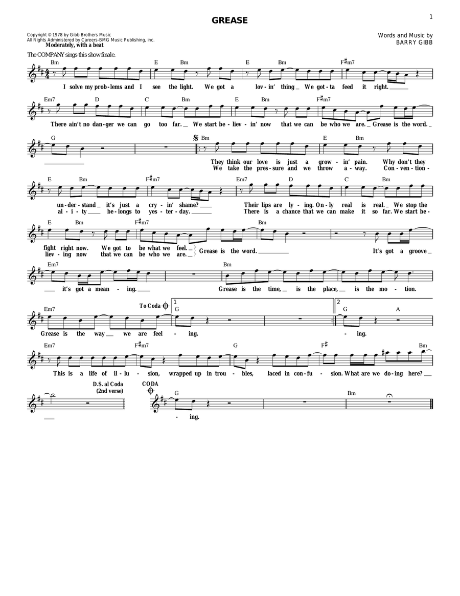 Grease Guitar scores gallery preview page 1