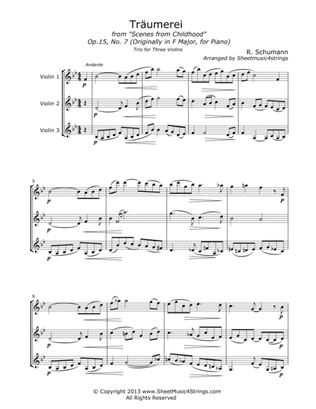 Schumann, R. - Traumerei for Three Violins