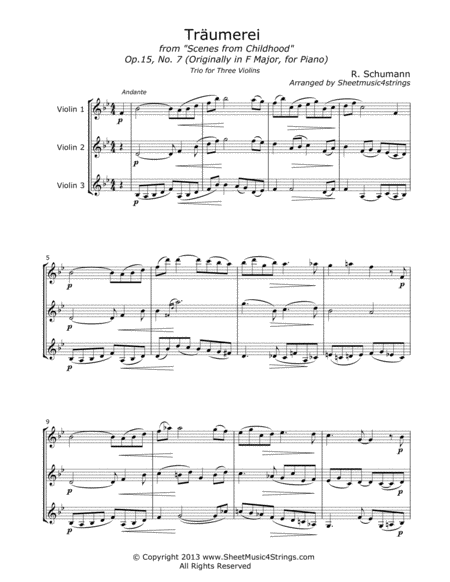 Schumann, R. - Traumerei for Three Violins image number null