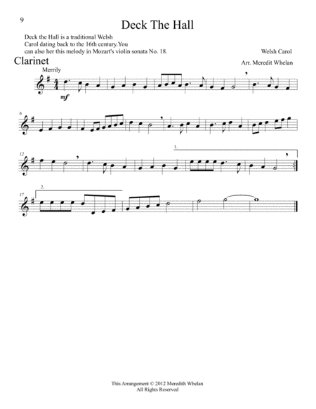 Christmas Duets for Clarinet & Piano: 11 Traditional Carols image number null