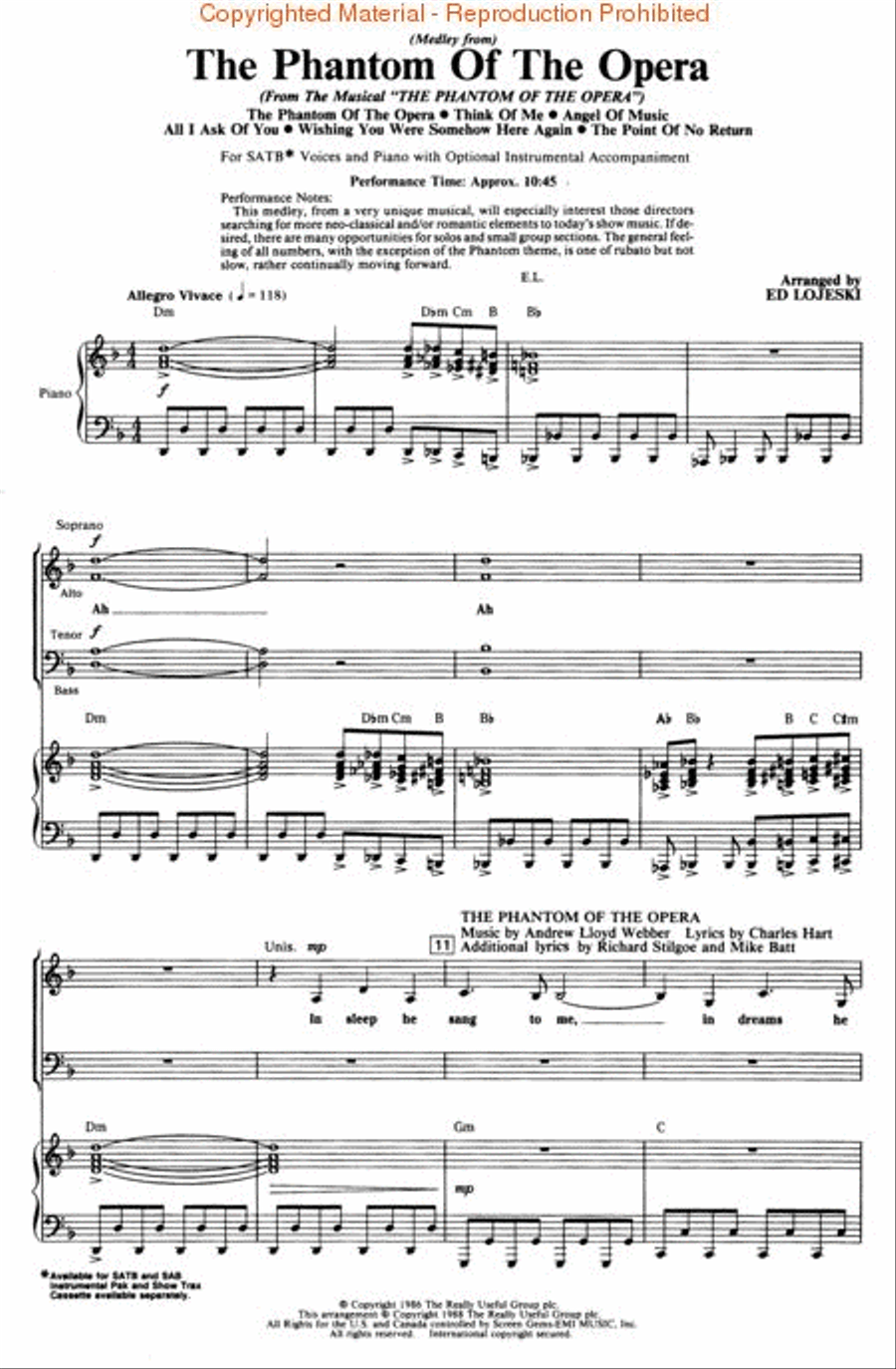 The Phantom of the Opera (Medley) 4-Part scores gallery preview page 2
