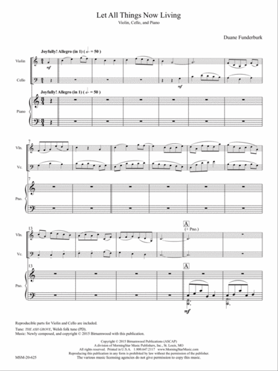 Let All Things Now Living Piano Trio scores gallery preview page 2
