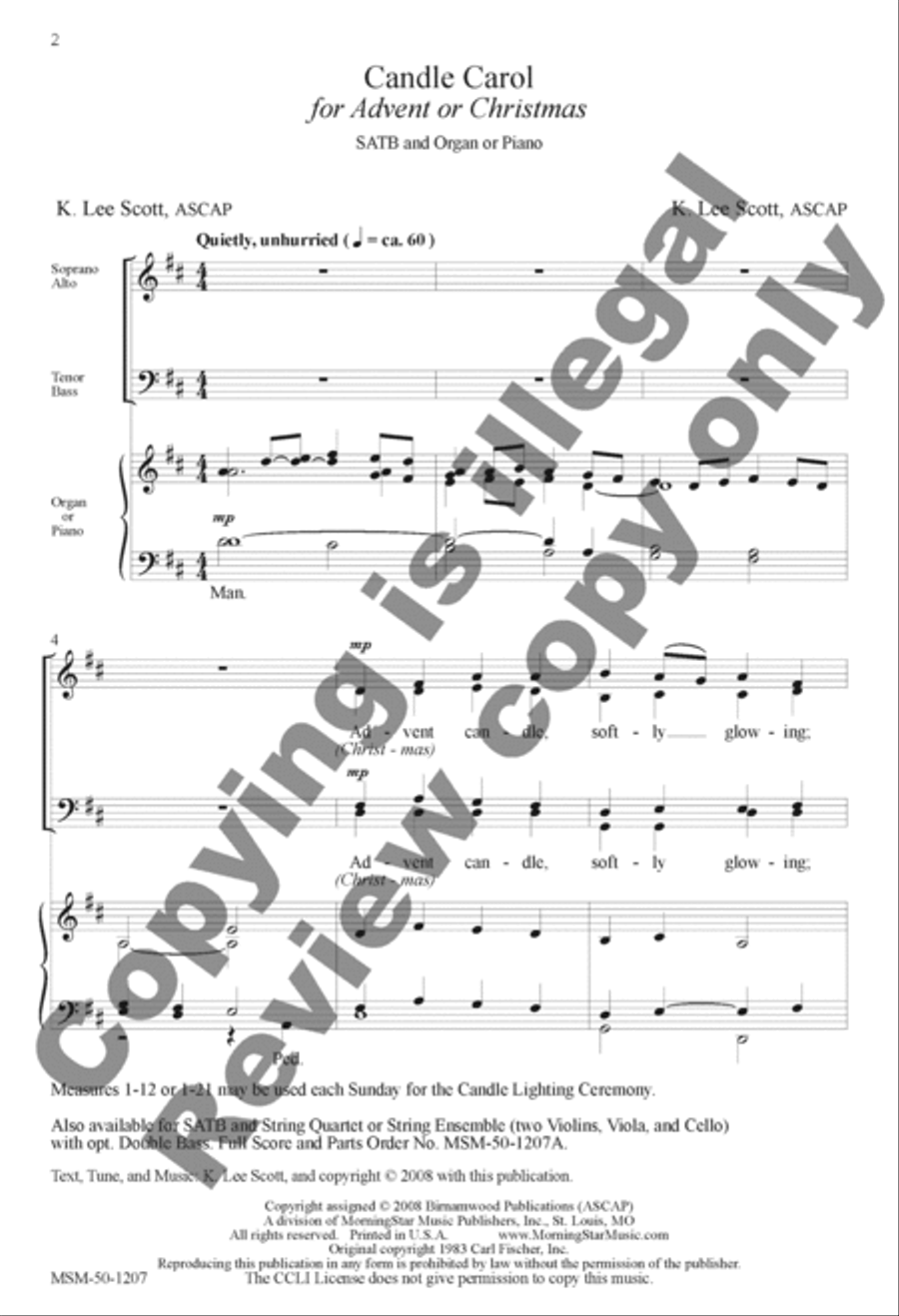 Candle Carol (Choral Score) image number null