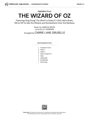Book cover for Highlights from The Wizard of Oz: Score