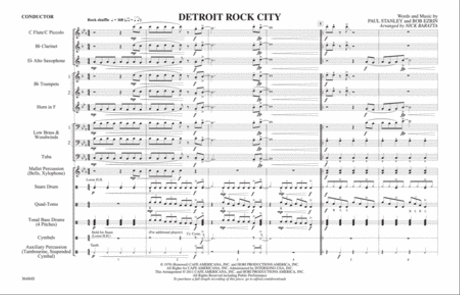 Detroit Rock City: Score Detroit Rock City: Score Marching Band scores gallery preview page 1