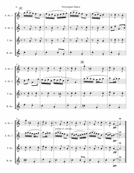 Norwegian Dance Opus 35, No. 2 for Saxophone Quartet (SATB or AATB) image number null