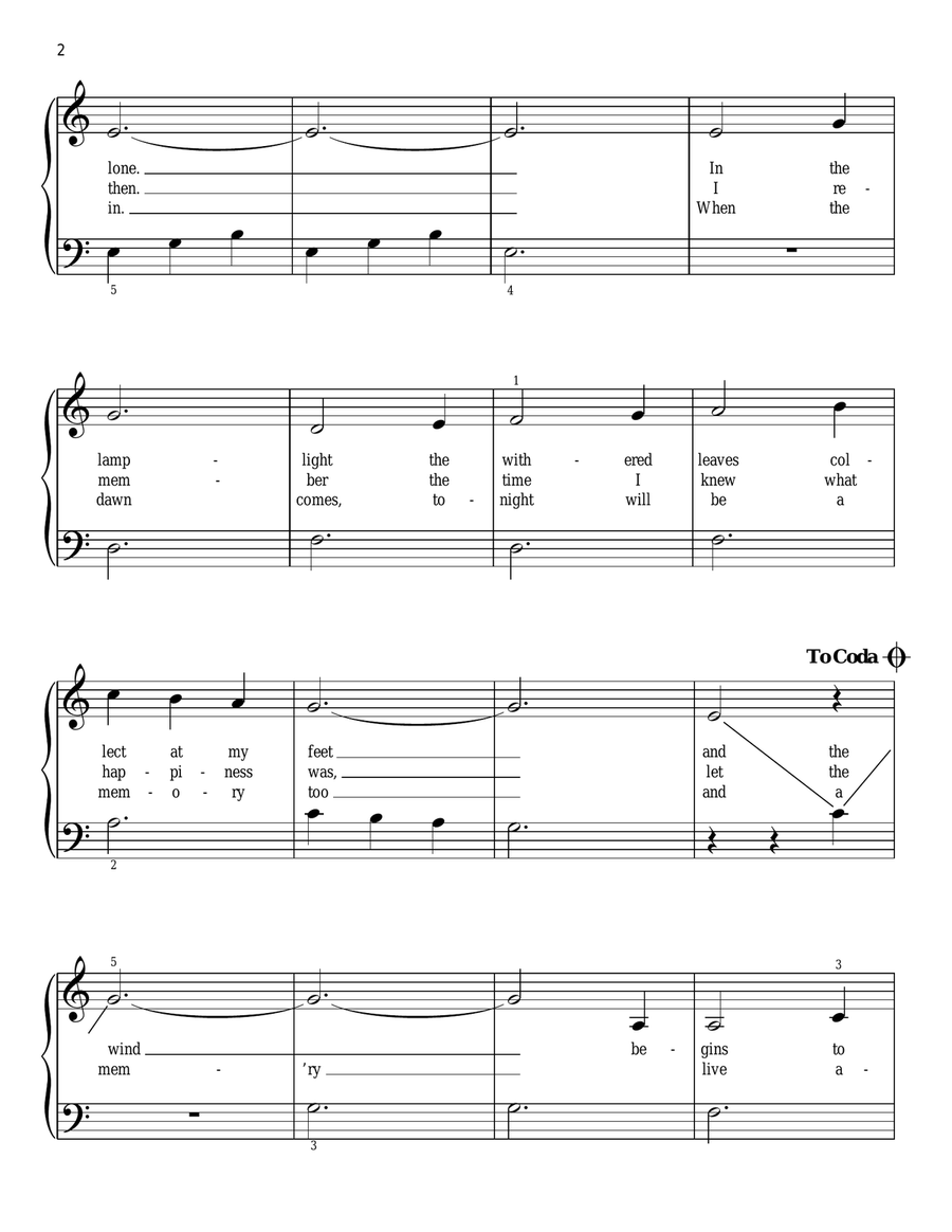 Memory (from Cats) Easy Piano scores gallery preview page 2