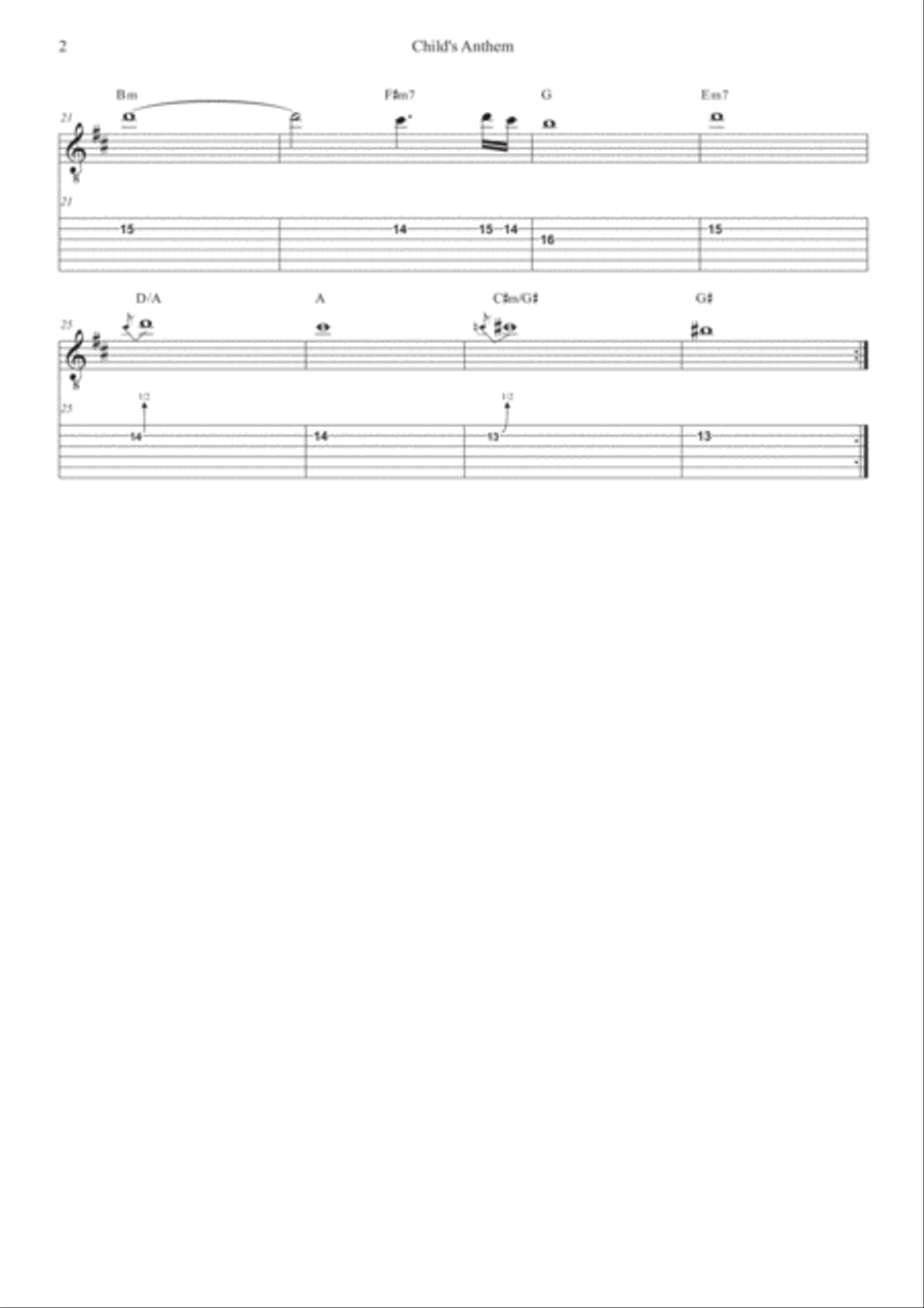 Child's Anthem Guitar Tablature scores gallery preview page 2