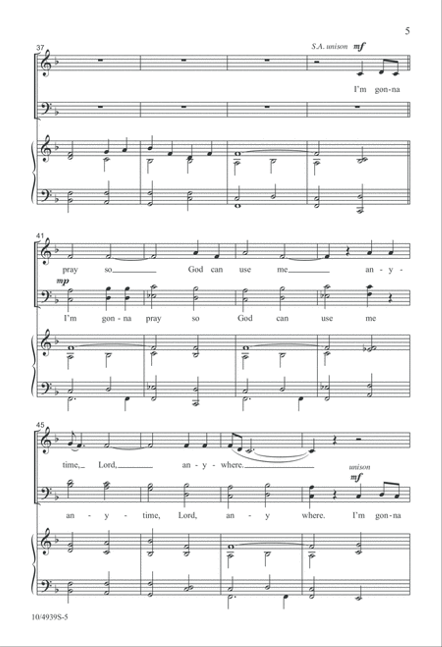 I'm Gonna Live So God Can Use Me 4-Part scores gallery preview page 5