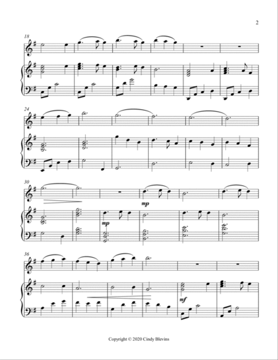 Silent Night, Piano and Recorder Recorder scores gallery preview page 3